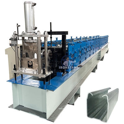 Automatic Guide Rail Roll Forming Machine for galvanized steel C guide rails with adjustable thickness and customizable size options