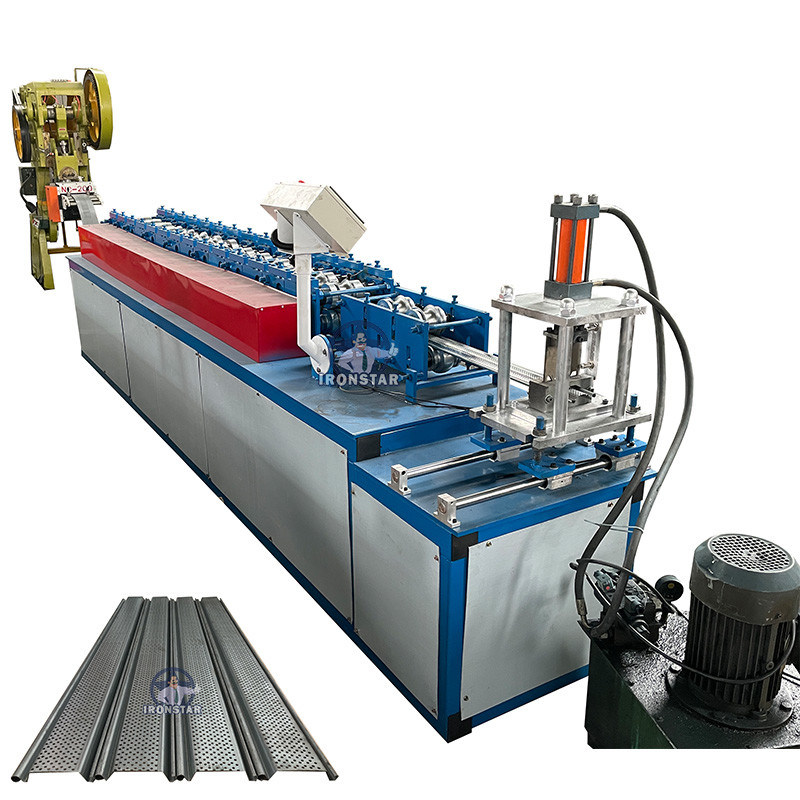 PLC Control Punching Hole Shutter Door Roll Forming Machine Customized Garage Shutter Making Machine Punching Hole Rolling Shutter Door Roll Forming Machine Galvanized Steel Door Slat Production Line